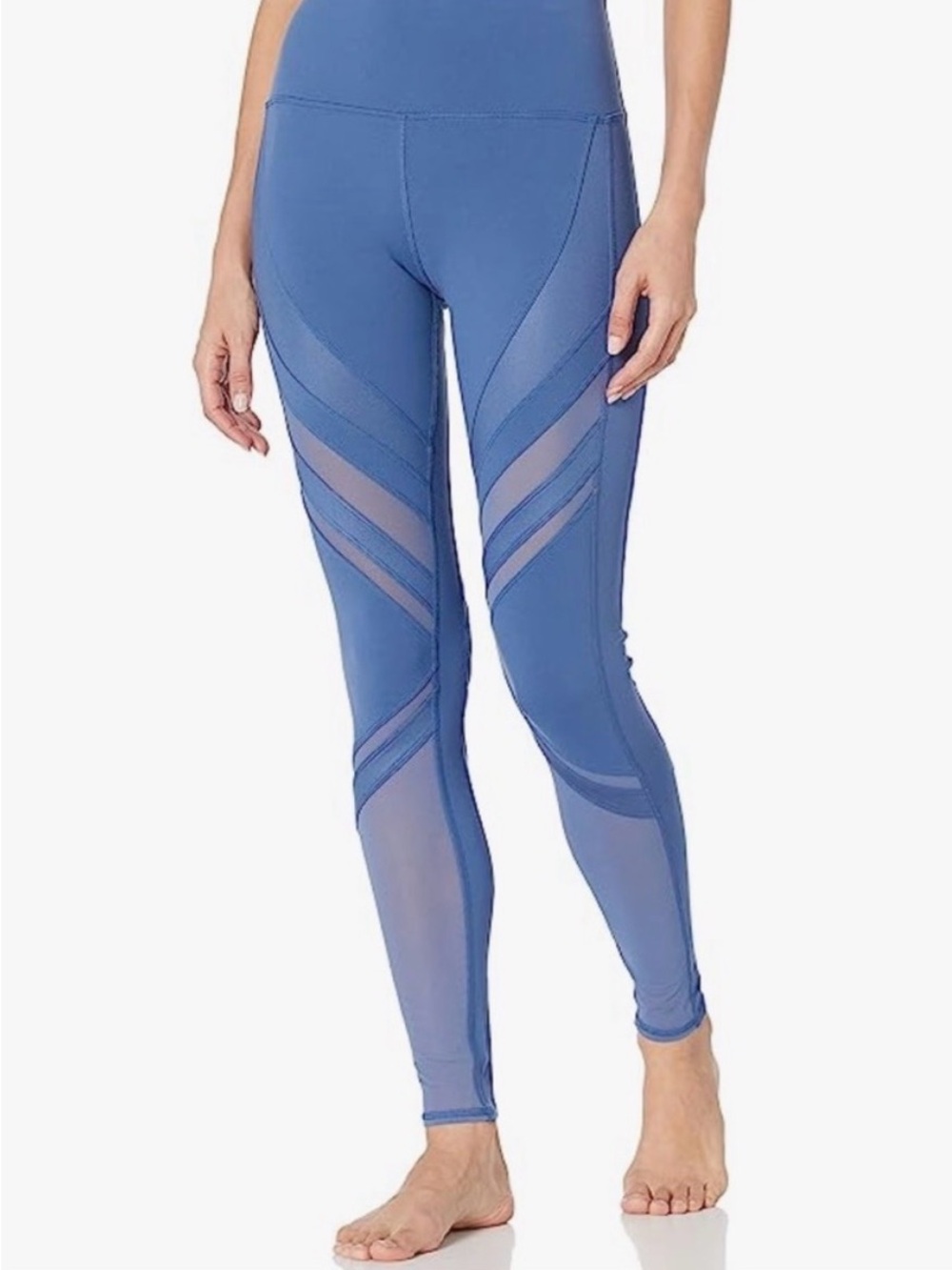 ALO Yoga High-Waist blue Mesh-Stripe Leggings